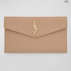 SAINT LAURENT- Uptown YSL Pouch in Grained Leather